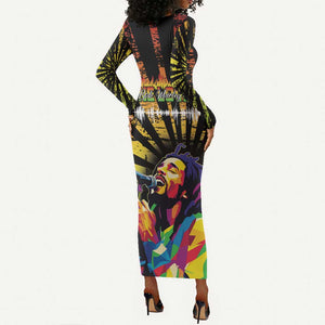Afro-American Reggae Legend Bob Long Sleeve Bodycon Dress One Love - Grunge Style LT15