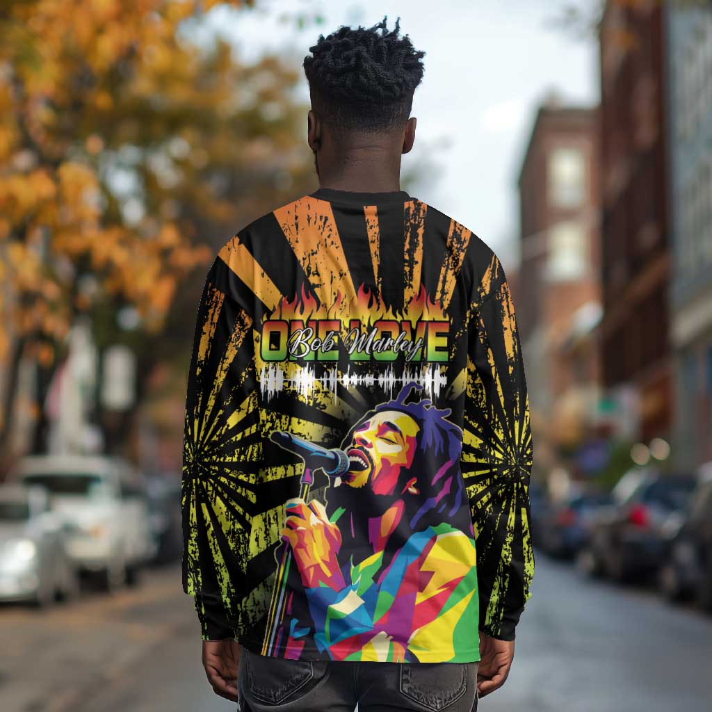 Afro-American Reggae Legend Bob Long Sleeve Shirt One Love - Grunge Style