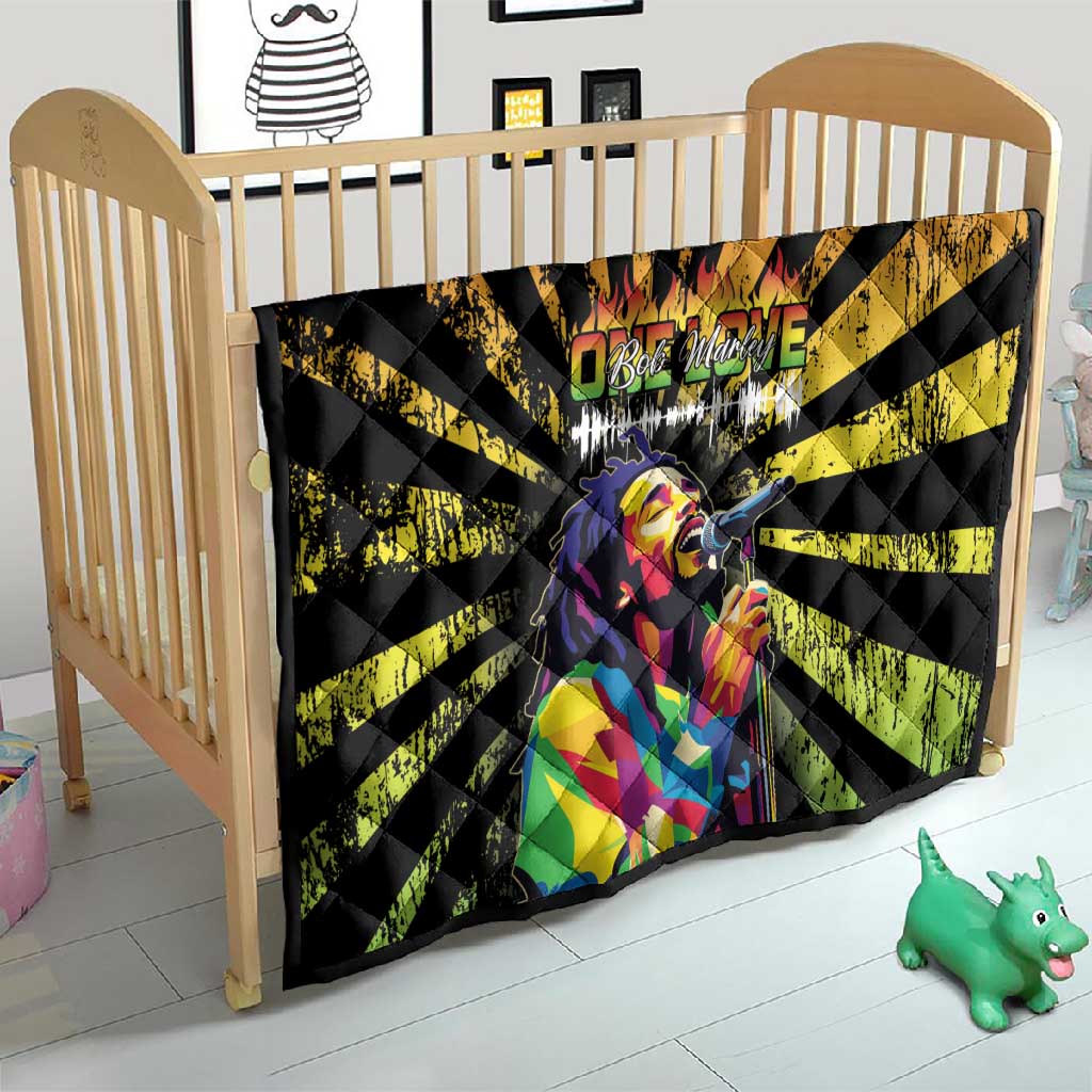 Afro-American Reggae Legend Bob Quilt One Love - Grunge Style