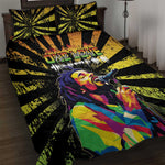 Afro-American Reggae Legend Bob Quilt Bed Set One Love - Grunge Style