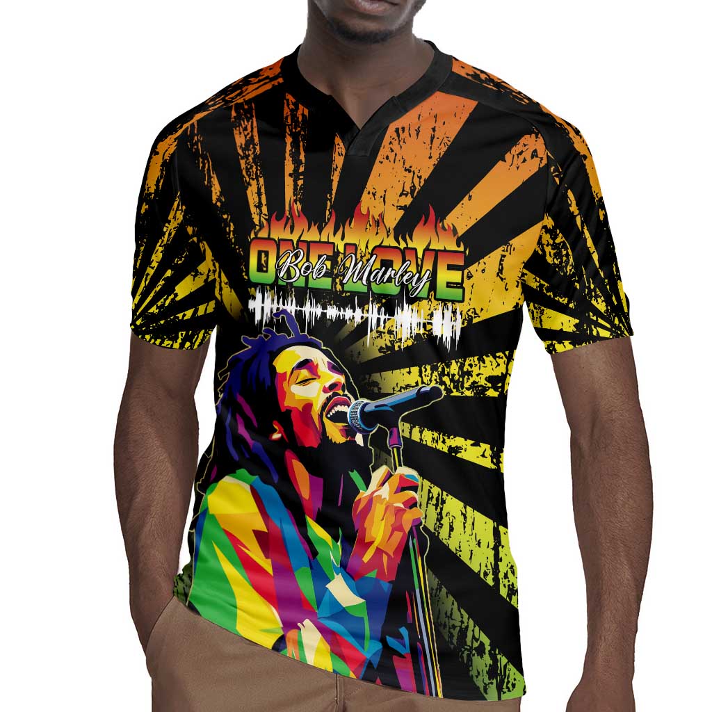 Afro-American Reggae Legend Bob Rugby Jersey One Love - Grunge Style