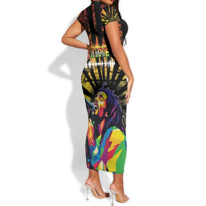 Afro-American Reggae Legend Bob Short Sleeve Bodycon Dress One Love - Grunge Style LT15