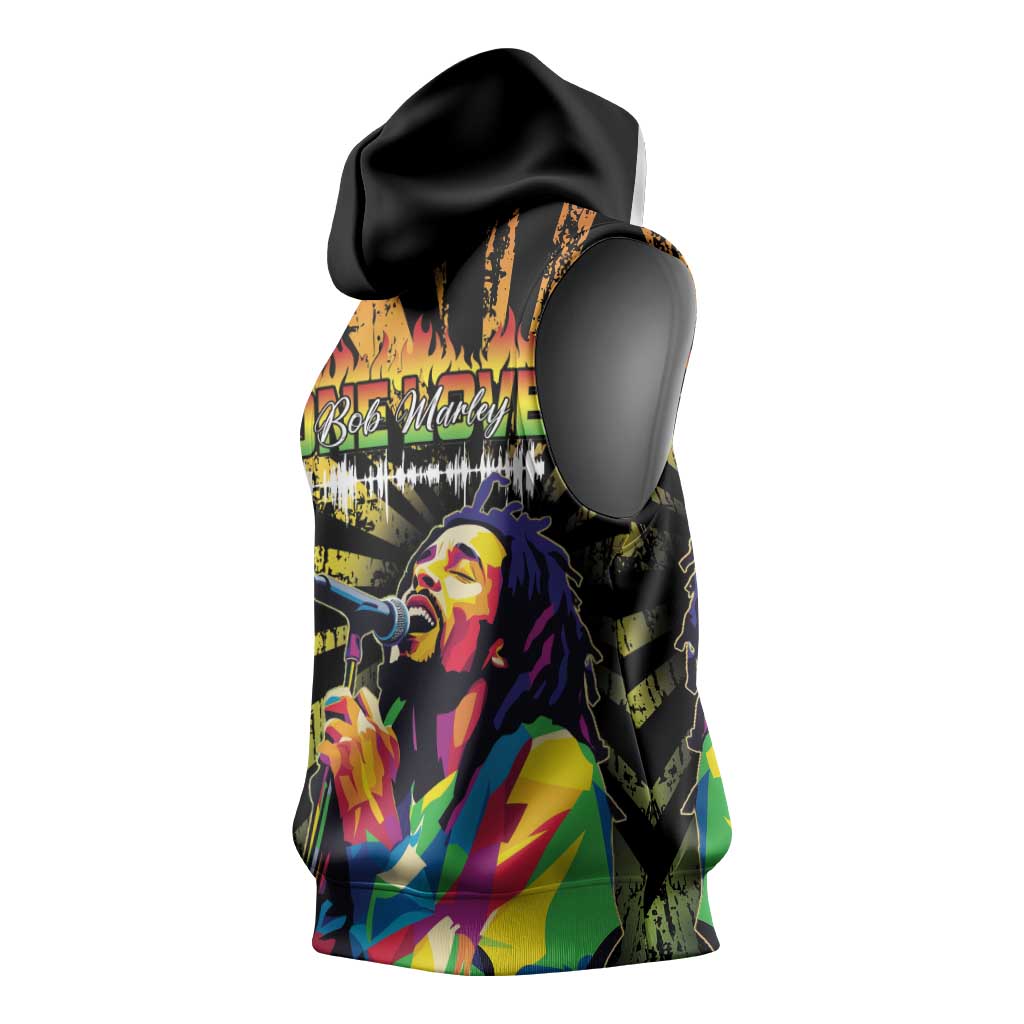 Afro-American Reggae Legend Bob Sleeveless Hoodie One Love - Grunge Style - African Pride
