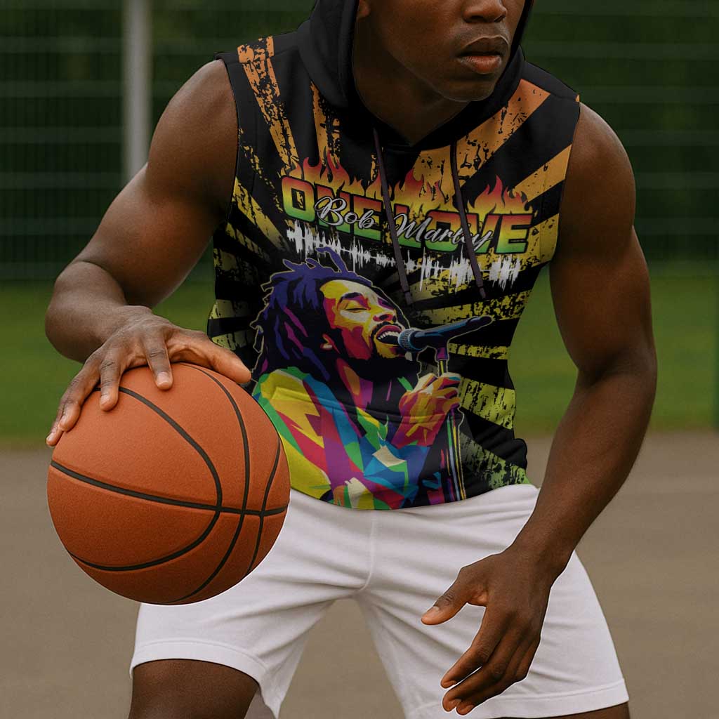 Afro-American Reggae Legend Bob Sleeveless Hoodie One Love - Grunge Style - African Pride