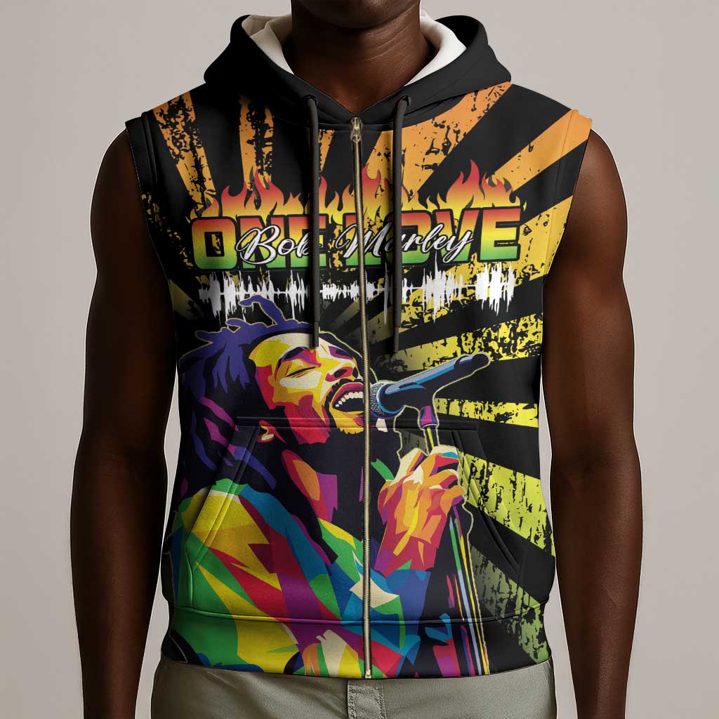 Afro-American Reggae Legend Bob Sleeveless Zip Hoodie One Love - Grunge Style - African Pride
