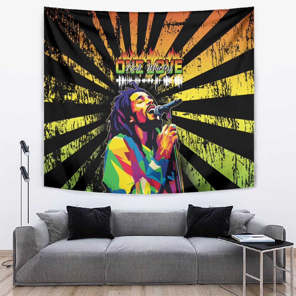 Afro-American Reggae Legend Bob Tapestry One Love - Grunge Style