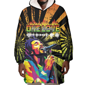 Afro-American Reggae Legend Bob Wearable Blanket Hoodie One Love - Grunge Style