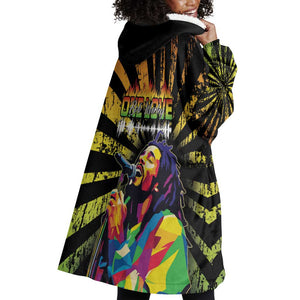 Afro-American Reggae Legend Bob Wearable Blanket Hoodie One Love - Grunge Style