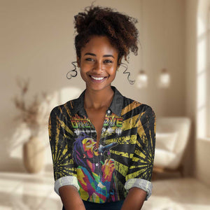 Afro-American Reggae Legend Bob Women Casual Shirt One Love - Grunge Style LT15