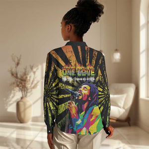 Afro-American Reggae Legend Bob Women Casual Shirt One Love - Grunge Style LT15