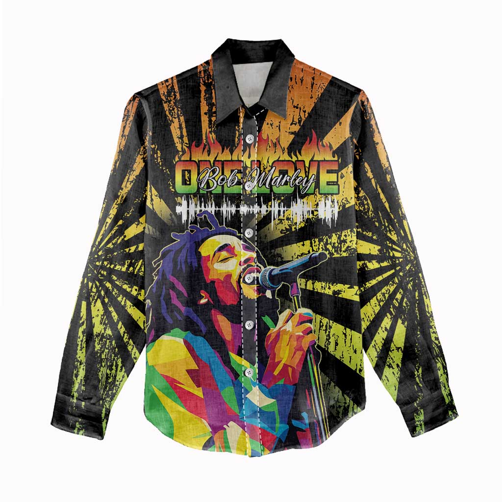 Afro-American Reggae Legend Bob Women Casual Shirt One Love - Grunge Style LT15