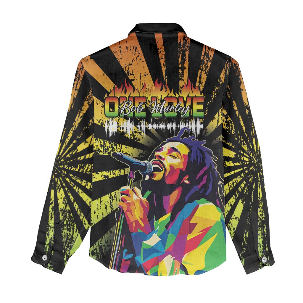Afro-American Reggae Legend Bob Women Casual Shirt One Love - Grunge Style LT15