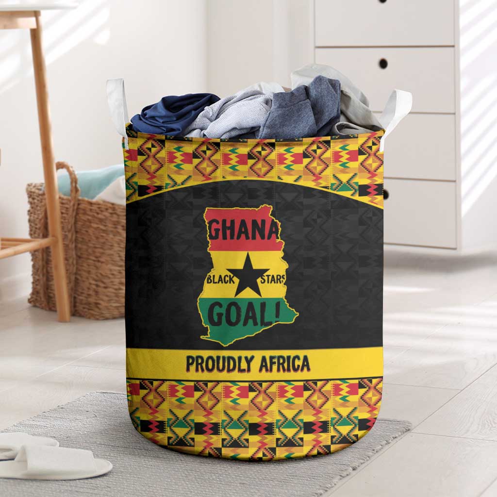 Afro Ghana Football Laundry Basket Black Stars Never Fall - Kente Pattern - African Pride