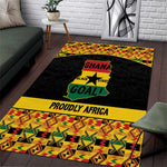 Afro Ghana Football Area Rug Black Stars Never Fall - Kente Pattern - African Pride