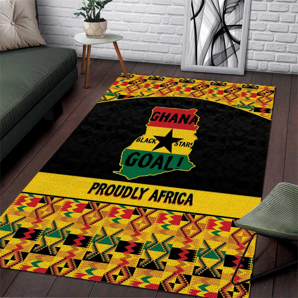 Afro Ghana Football Area Rug Black Stars Never Fall - Kente Pattern - African Pride