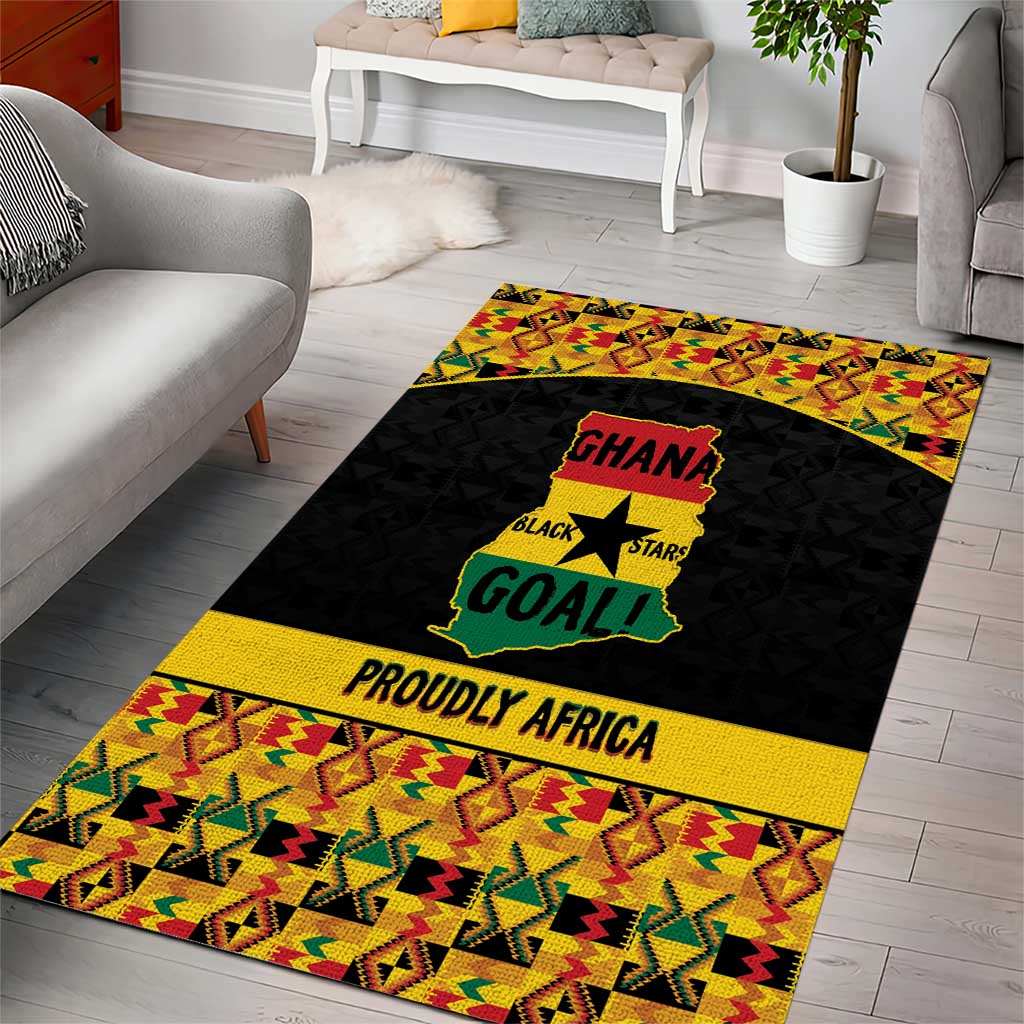 Afro Ghana Football Area Rug Black Stars Never Fall - Kente Pattern - African Pride