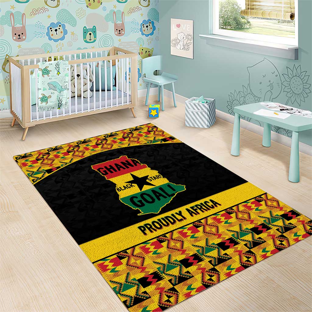 Afro Ghana Football Area Rug Black Stars Never Fall - Kente Pattern - African Pride