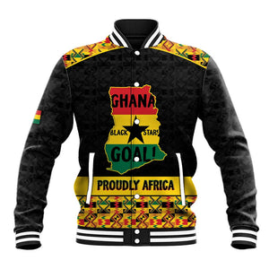 Personalized Afro Ghana Football Baseball Jacket Black Stars Never Fall - Kente Pattern - African Pride