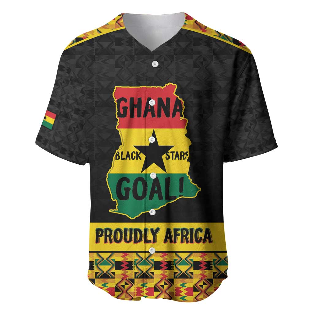Personalized Afro Ghana Football Baseball Jersey Black Stars Never Fall - Kente Pattern - African Pride