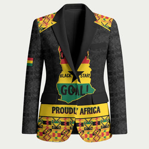Personalized Afro Ghana Football Blazer Black Stars Never Fall - Kente Pattern - African Pride