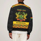 Personalized Afro Ghana Football Bomber Jacket Black Stars Never Fall - Kente Pattern - African Pride