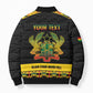 Personalized Afro Ghana Football Bomber Puffer Jacket Black Stars Never Fall - Kente Pattern - African Pride