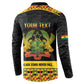Personalized Afro Ghana Football Button Sweatshirt Black Stars Never Fall - Kente Pattern