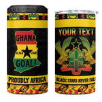 Personalized Afro Ghana Football 4 in 1 Can Cooler Tumbler Black Stars Never Fall - Kente Pattern - African Pride