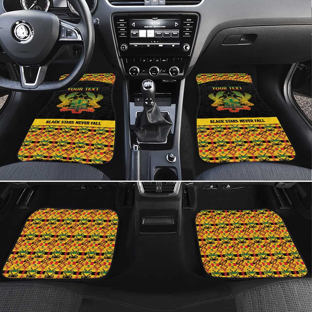 Personalized Afro Ghana Football Car Mats Black Stars Never Fall - Kente Pattern - African Pride