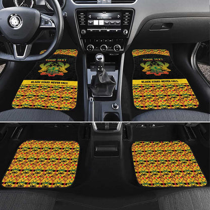 Personalized Afro Ghana Football Car Mats Black Stars Never Fall - Kente Pattern - African Pride