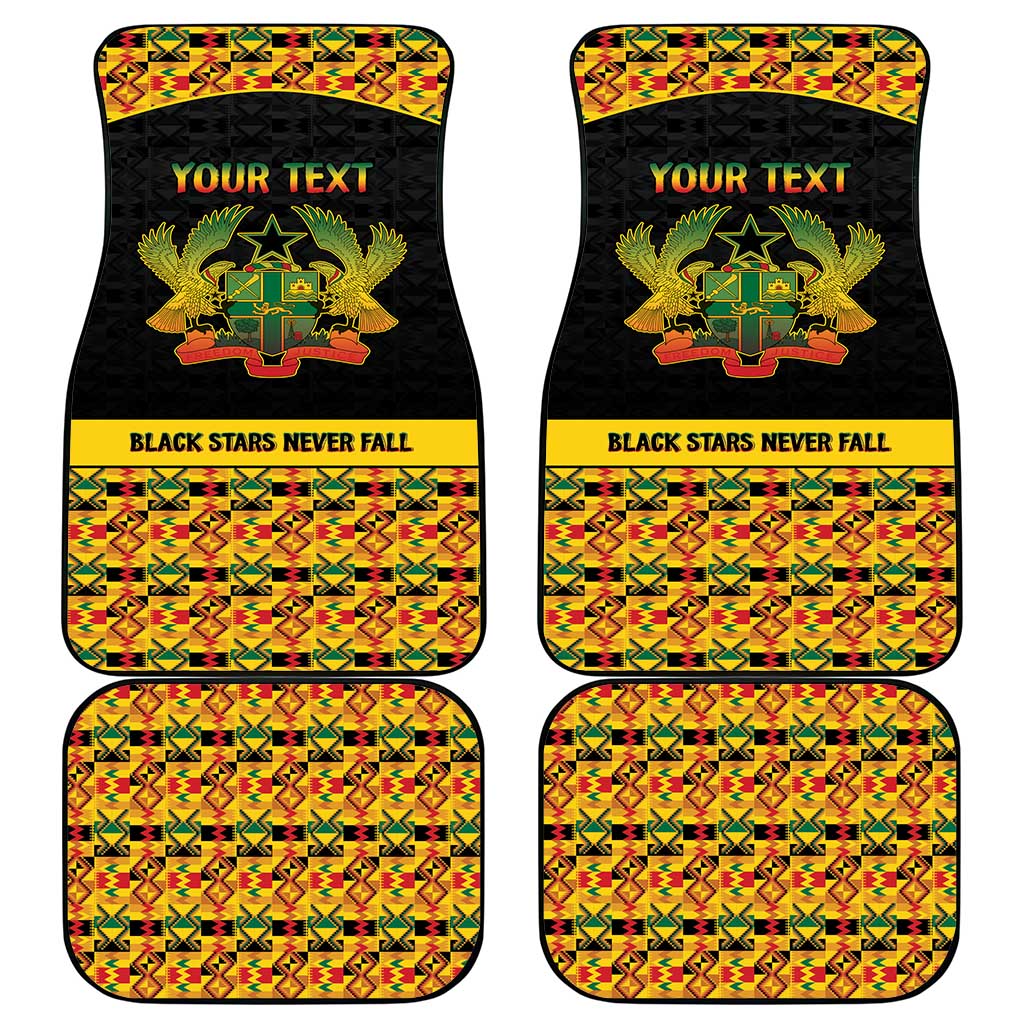 Personalized Afro Ghana Football Car Mats Black Stars Never Fall - Kente Pattern - African Pride