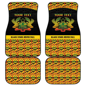 Personalized Afro Ghana Football Car Mats Black Stars Never Fall - Kente Pattern - African Pride