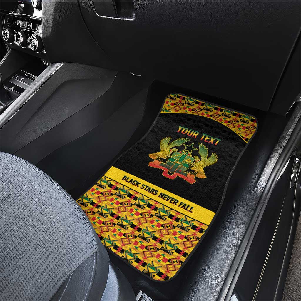 Personalized Afro Ghana Football Car Mats Black Stars Never Fall - Kente Pattern - African Pride