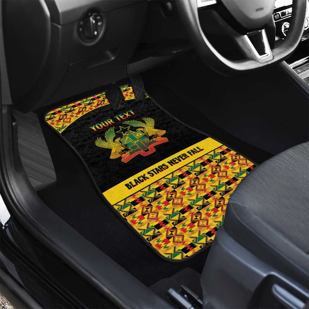 Personalized Afro Ghana Football Car Mats Black Stars Never Fall - Kente Pattern - African Pride