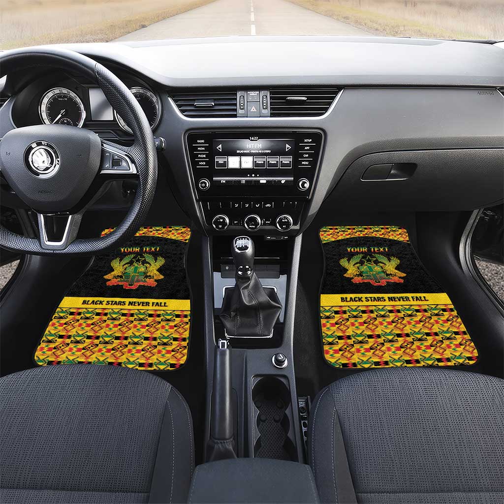 Personalized Afro Ghana Football Car Mats Black Stars Never Fall - Kente Pattern - African Pride
