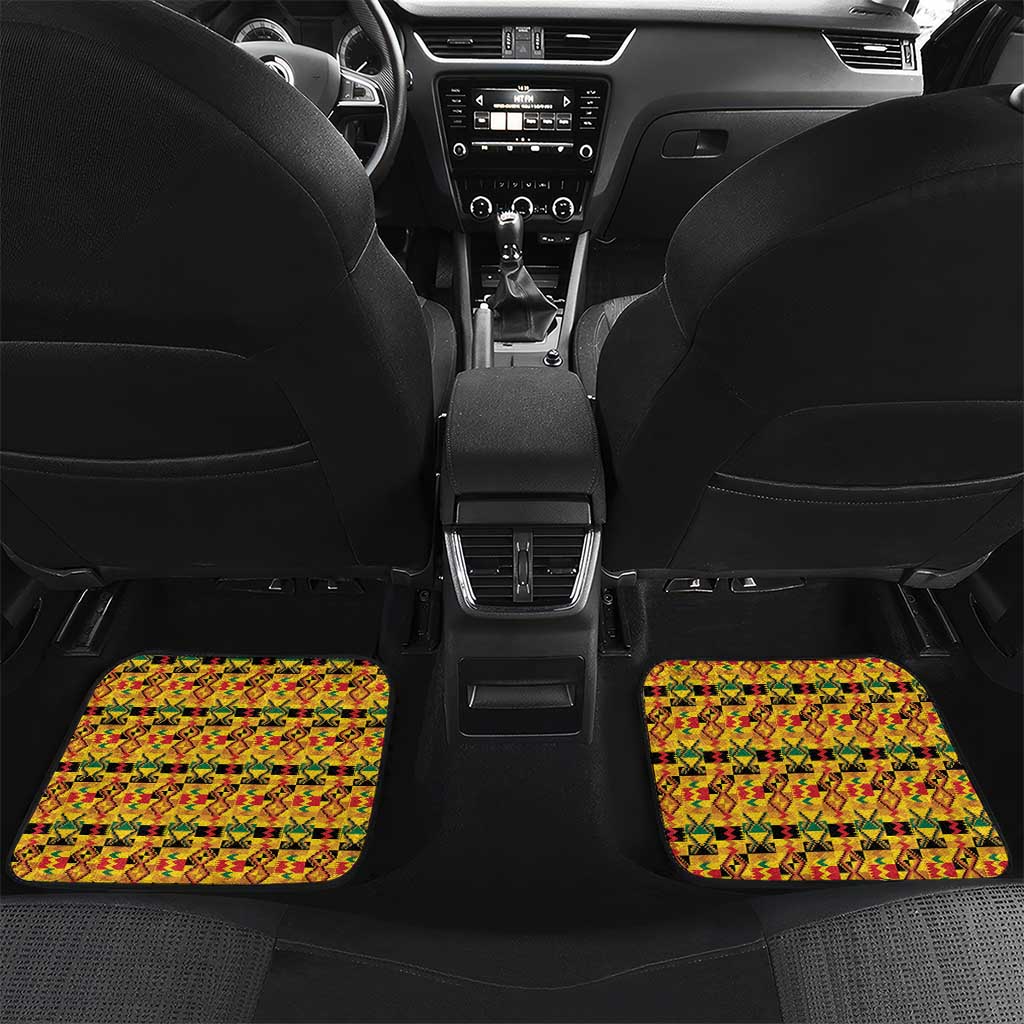 Personalized Afro Ghana Football Car Mats Black Stars Never Fall - Kente Pattern - African Pride