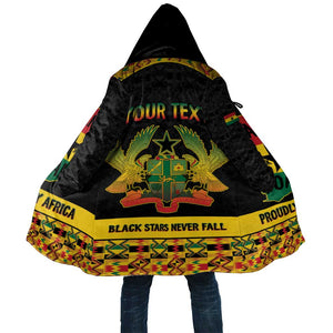 Personalized Afro Ghana Football Cloak Black Stars Never Fall - Kente Pattern - African Pride