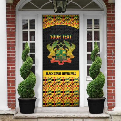 Personalized Afro Ghana Football Door Cover Black Stars Never Fall - Kente Pattern - African Pride