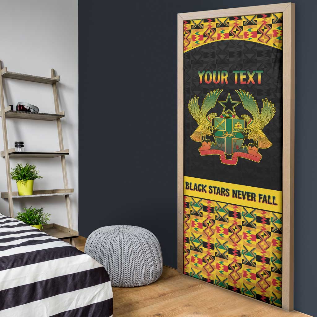 Personalized Afro Ghana Football Door Cover Black Stars Never Fall - Kente Pattern - African Pride