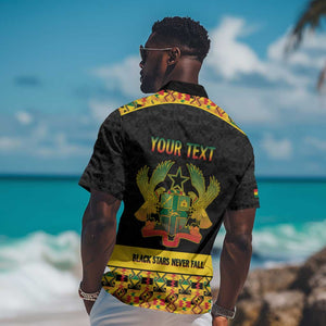 Personalized Afro Ghana Football Hawaiian Shirt Black Stars Never Fall - Kente Pattern - African Pride