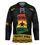 Personalized Afro Ghana Football Hockey Jersey Black Stars Never Fall - Kente Pattern - African Pride