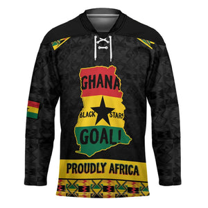 Personalized Afro Ghana Football Hockey Jersey Black Stars Never Fall - Kente Pattern - African Pride