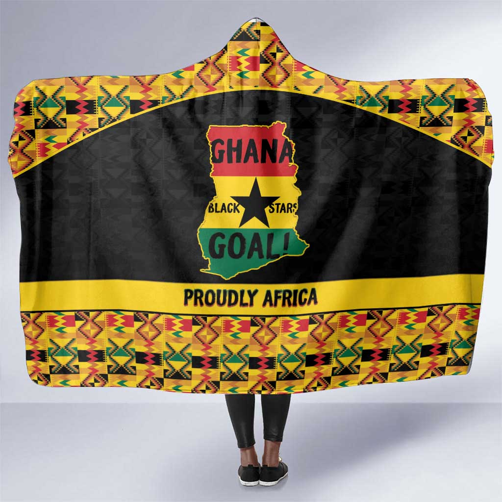 Afro Ghana Football Hooded Blanket Black Stars Never Fall - Kente Pattern - African Pride