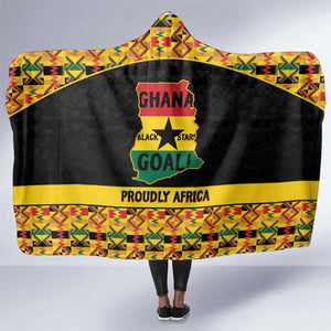 Afro Ghana Football Hooded Blanket Black Stars Never Fall - Kente Pattern - African Pride