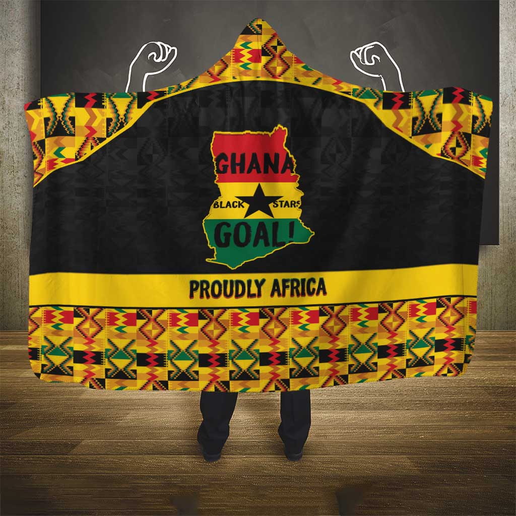 Afro Ghana Football Hooded Blanket Black Stars Never Fall - Kente Pattern - African Pride