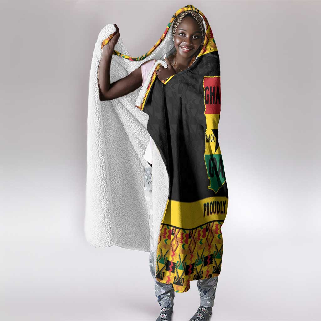 Afro Ghana Football Hooded Blanket Black Stars Never Fall - Kente Pattern - African Pride