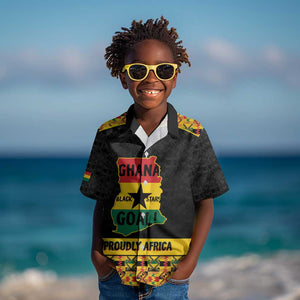 Personalized Afro Ghana Football Kid Hawaiian Shirt Black Stars Never Fall - Kente Pattern - African Pride