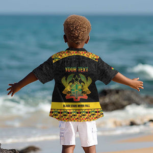 Personalized Afro Ghana Football Kid Hawaiian Shirt Black Stars Never Fall - Kente Pattern - African Pride