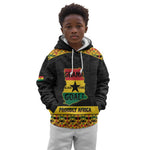 Personalized Afro Ghana Football Kid Hoodie Black Stars Never Fall - Kente Pattern - African Pride