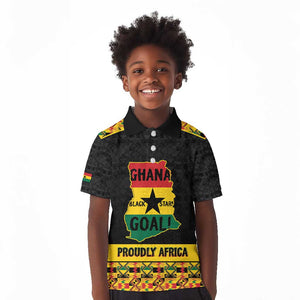 Personalized Afro Ghana Football Kid Polo Shirt Black Stars Never Fall - Kente Pattern - African Pride